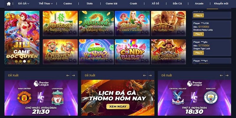 Danh mục trò chơi tại MCW Casino